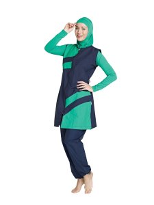 Islamic swimwear Amazon green and navy
